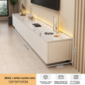 Rounded low-profile TV stand in cream finish with clean contemporary styling