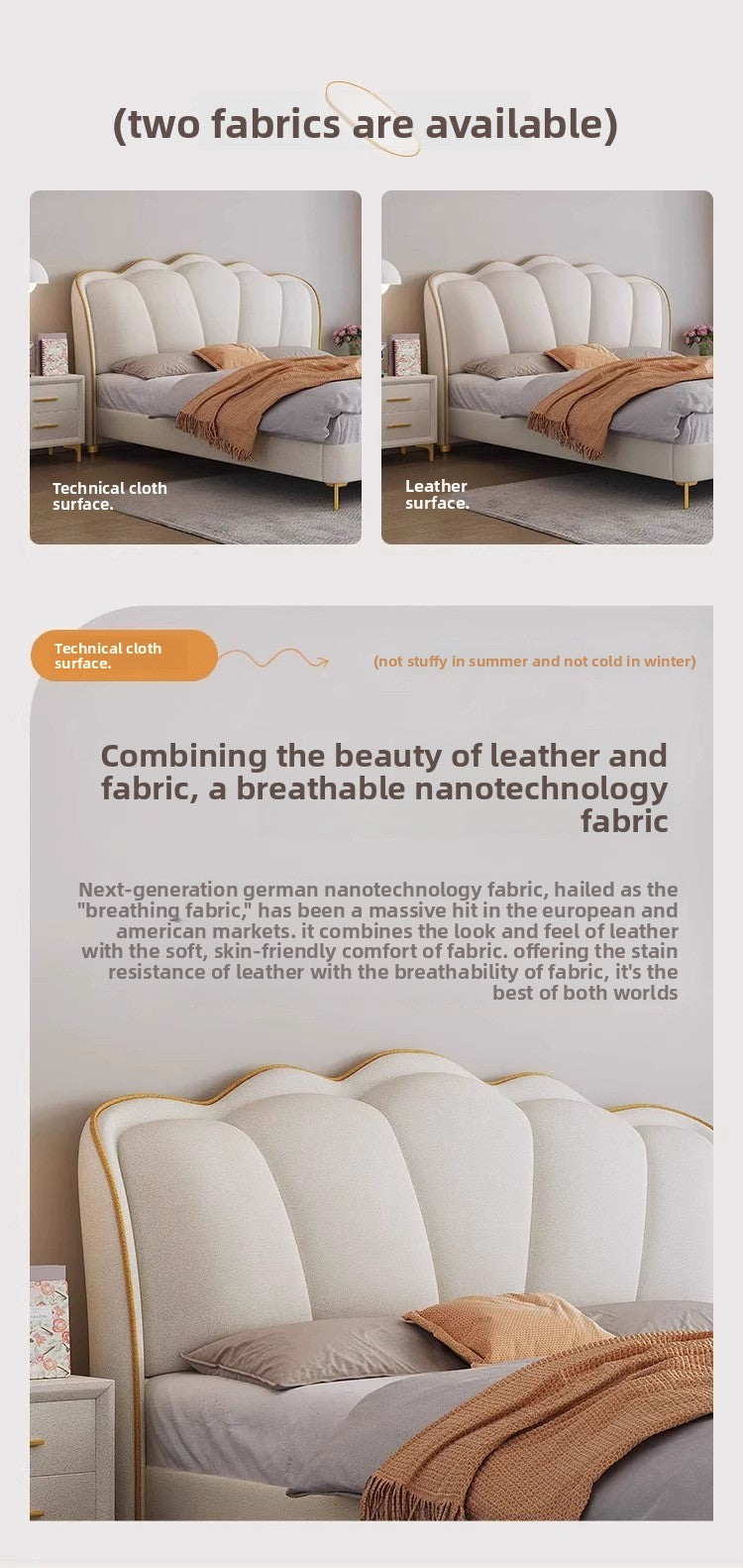Contemporary butterfly bed with sculptural headboard and calm palette