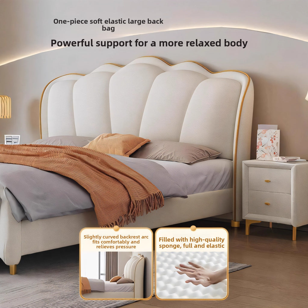 Cream butterfly bed in a refined apartment bedroom setup