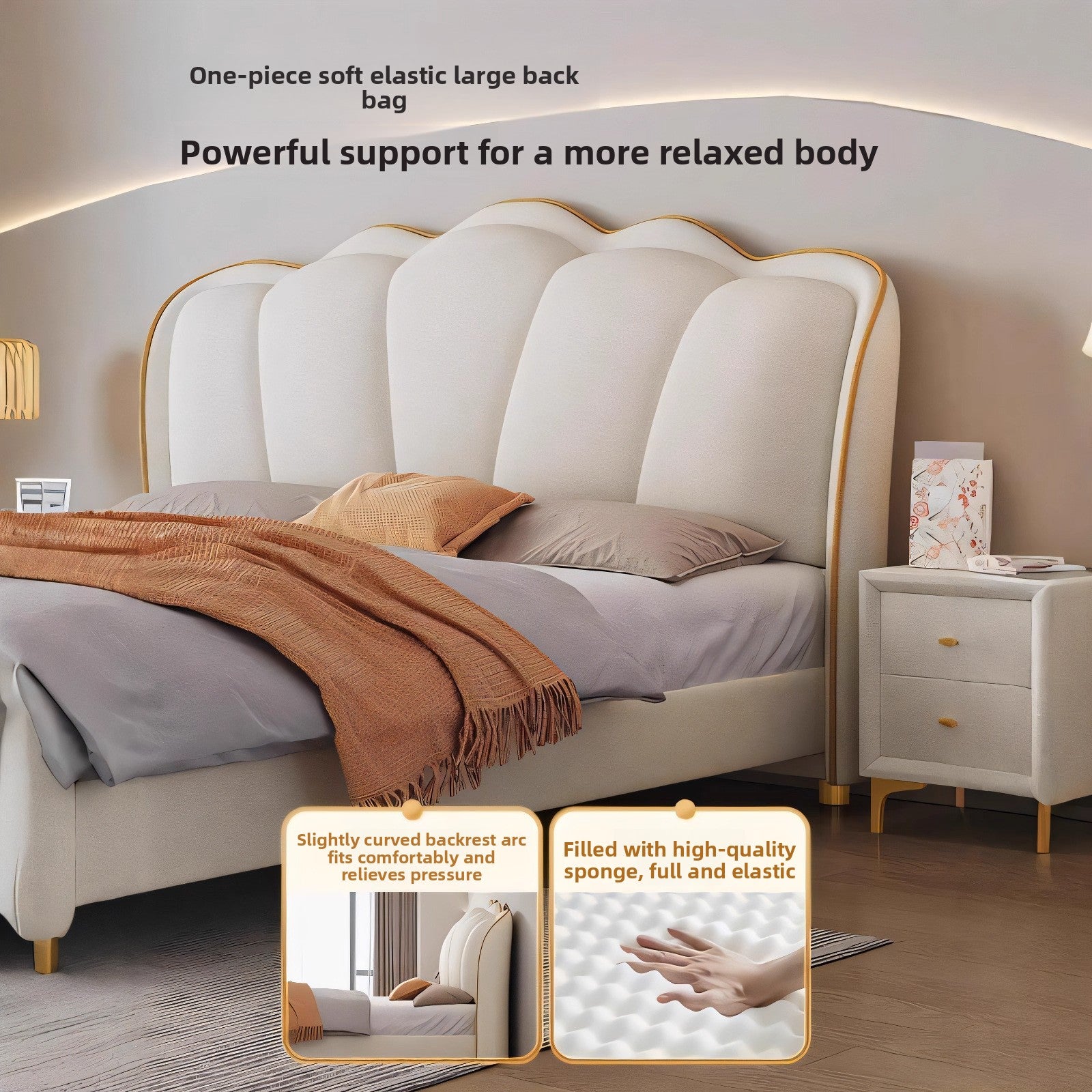 Cream butterfly bed in a refined apartment bedroom setup