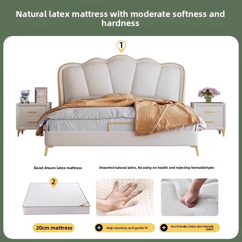 Contemporary cream bed styled for a light luxury neutral bedroom