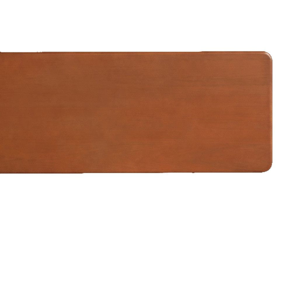 Low-profile solid wood bed with textured neutral bedding