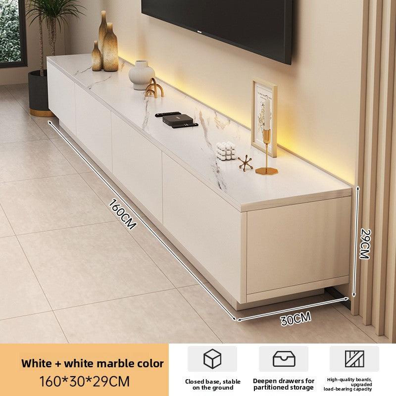 Low-profile TV stand for small living rooms in a neutral interior
