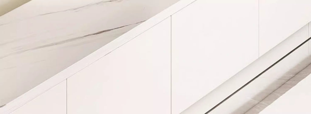 Cream entertainment unit with compact proportions for tidy living rooms