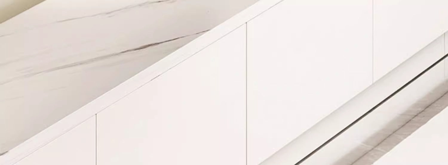 Cream entertainment unit with compact proportions for tidy living rooms