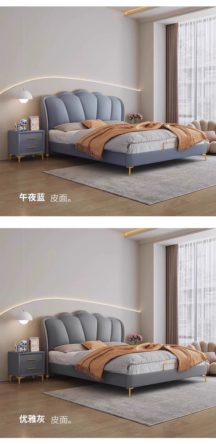 Butterfly headboard bed in a polished modern bedroom composition