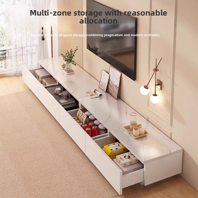 Low-profile TV cabinet for compact living rooms and neutral interiors