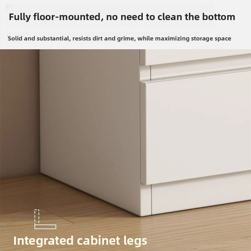 Tall cream dresser with soft curves and space-saving vertical storage