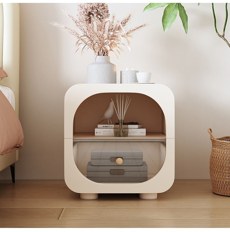 Cream bedside cabinet with drawer storage and apartment-friendly footprint